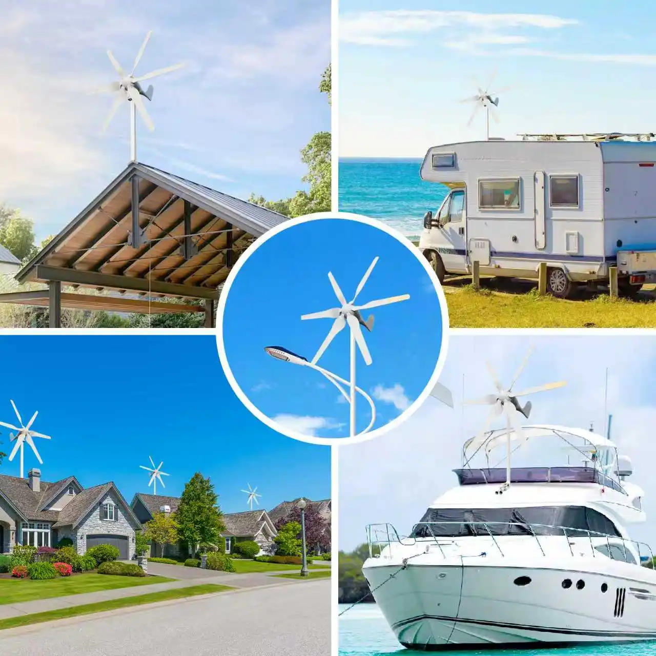 3000W Small Windmill 6 Blades 12/24/48V Wind Turbine Generator Kit with Wind-Solar Hybrid Controller Household Free Energy
