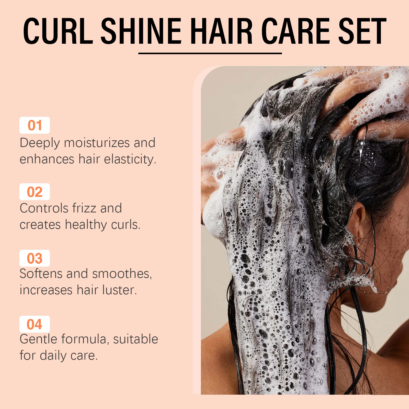 Hoegoa Coconut Hair Shampoo Conditioner Set Deep Cleaning Frizz Removal Moisturizing Smoothing Oil Control Hair Cleaning Set
