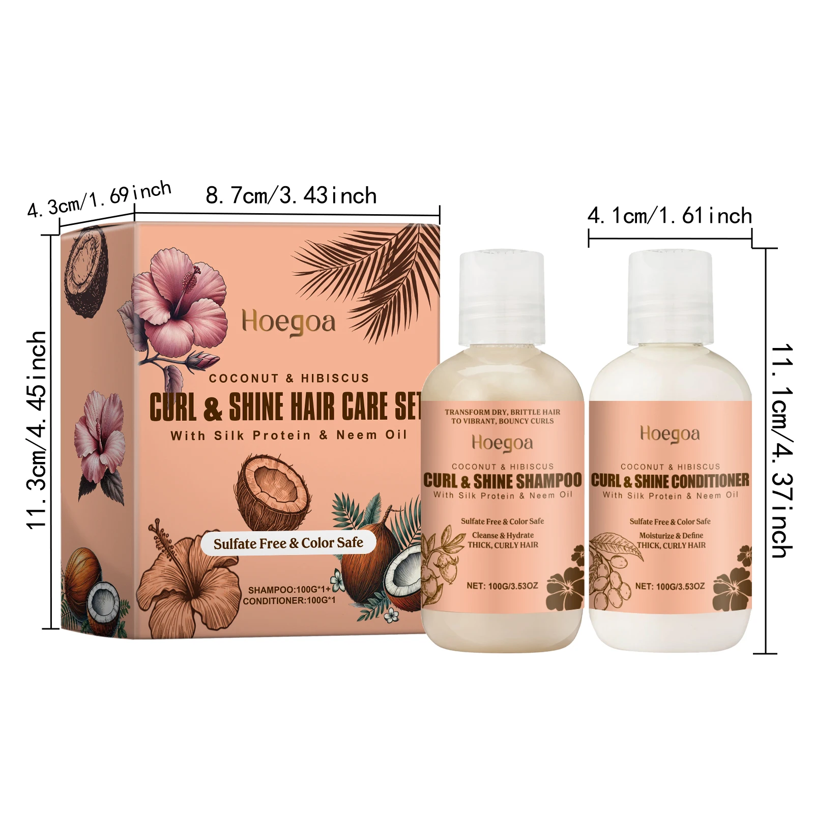 Hoegoa Coconut Hair Shampoo Conditioner Set Deep Cleaning Frizz Removal Moisturizing Smoothing Oil Control Hair Cleaning Set
