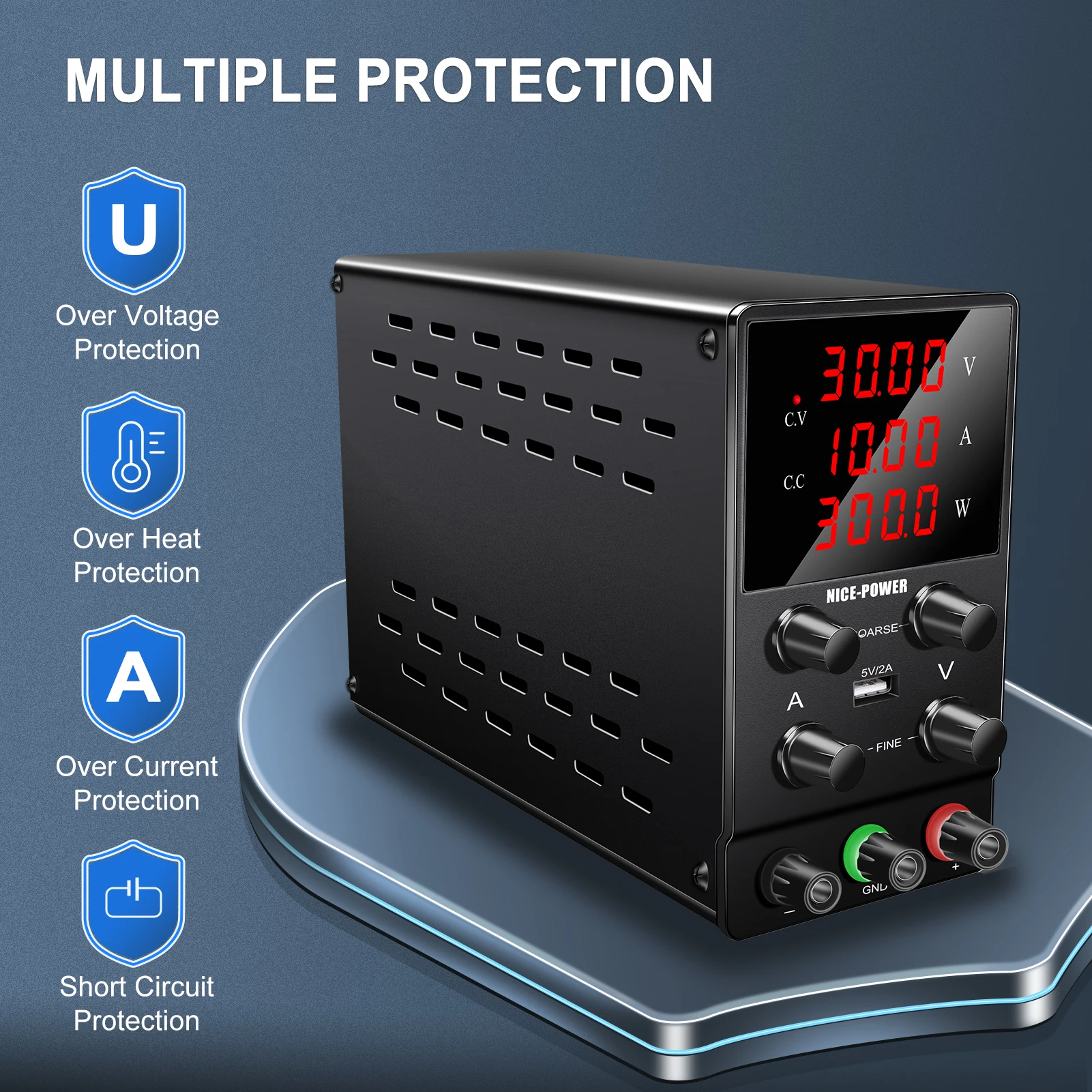 KUAIQU OCP OVP OUTPUT DC Power Supply 12V 24V 30V 10A Laboratory Adjustable Power Supply LED Lighting Sent from US Warehouse