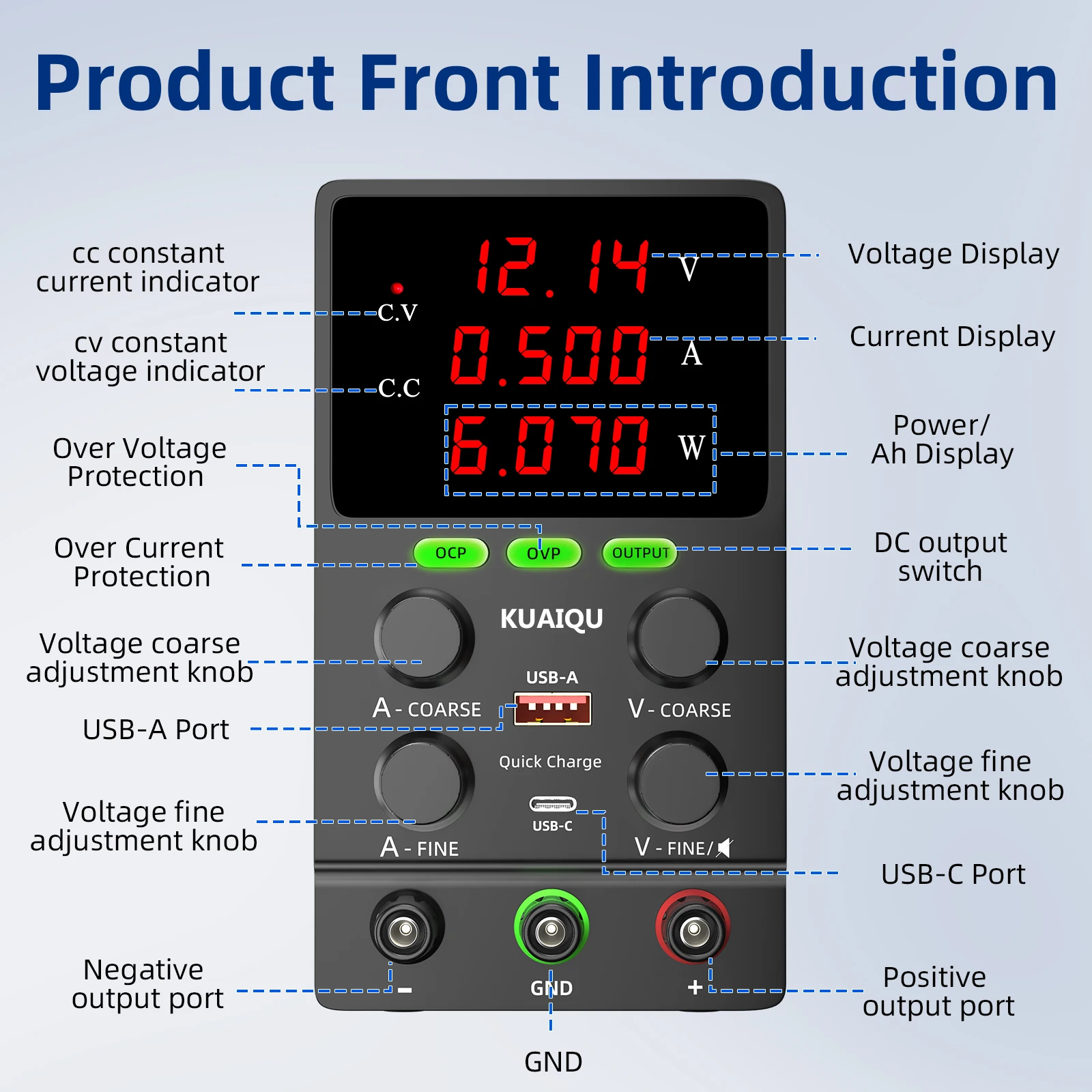 KUAIQU OCP OVP OUTPUT DC Power Supply 12V 24V 30V 10A Laboratory Adjustable Power Supply LED Lighting Sent from US Warehouse