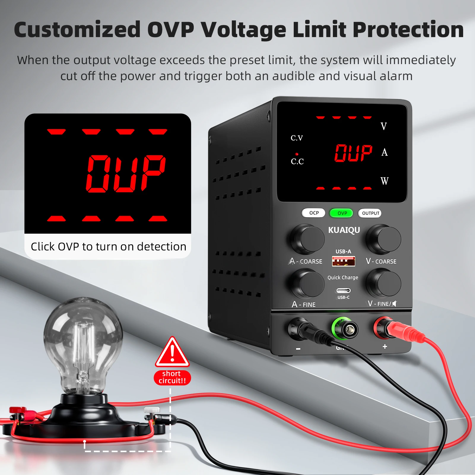 KUAIQU OCP OVP OUTPUT DC Power Supply 12V 24V 30V 10A Laboratory Adjustable Power Supply LED Lighting Sent from US Warehouse