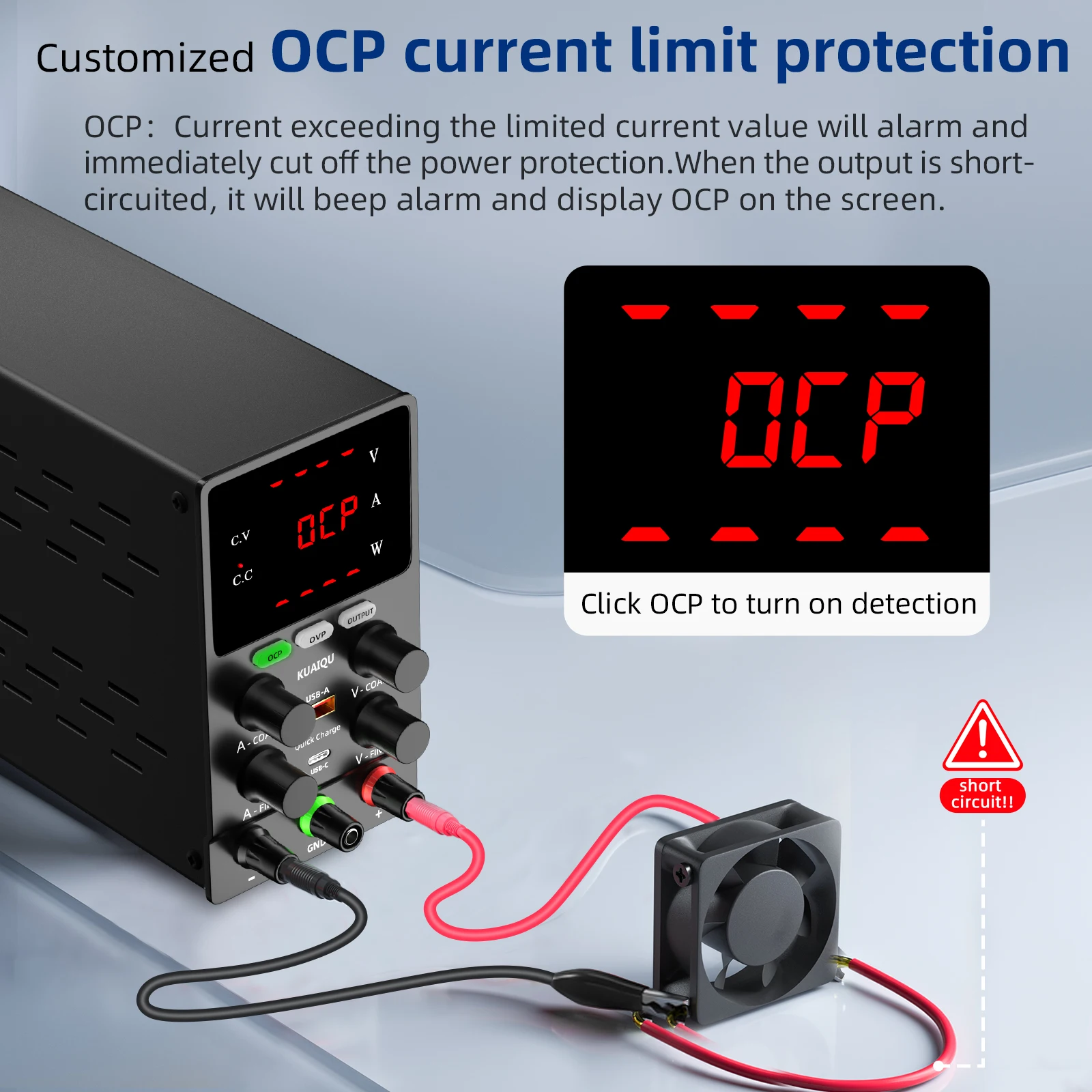 KUAIQU OCP OVP OUTPUT DC Power Supply 12V 24V 30V 10A Laboratory Adjustable Power Supply LED Lighting Sent from US Warehouse