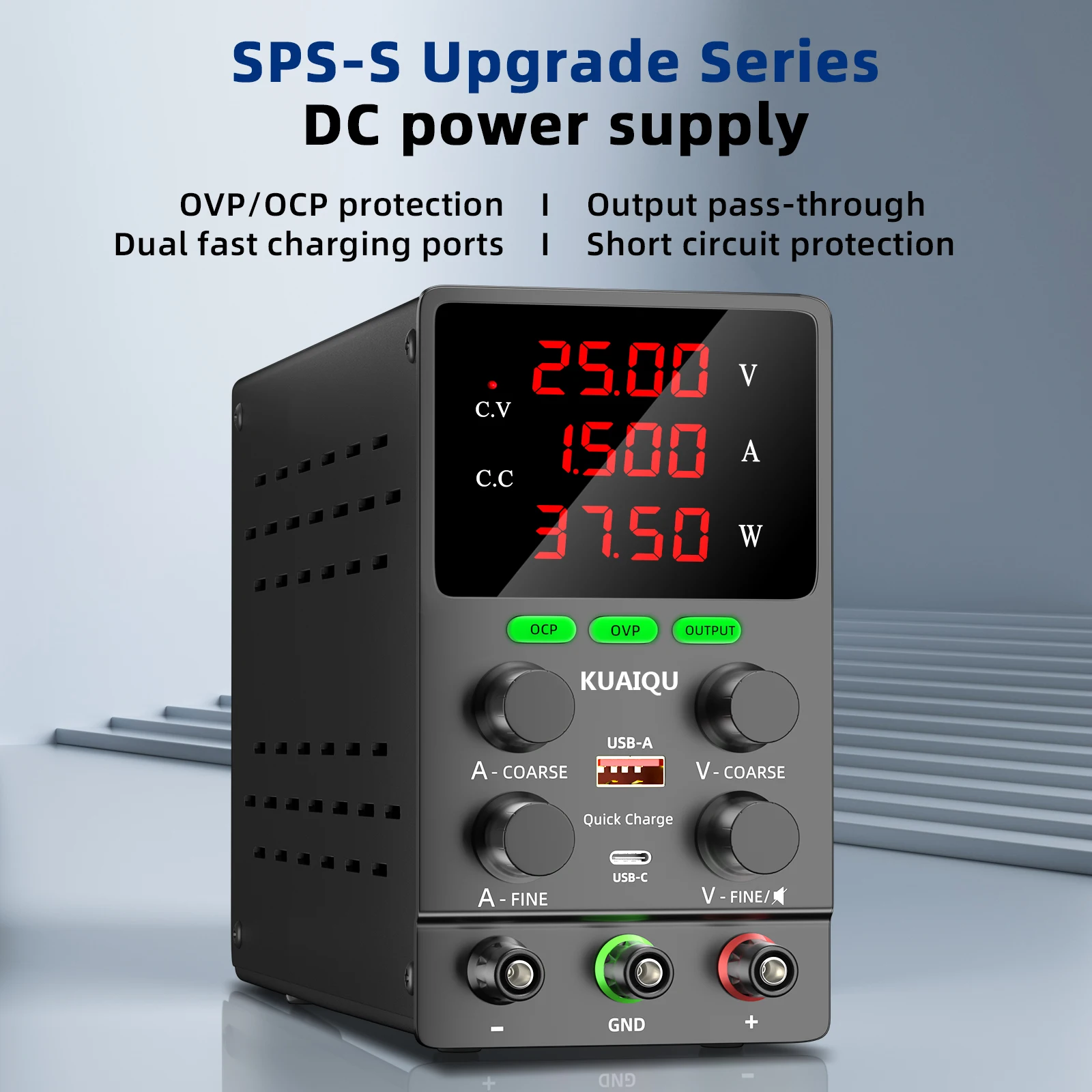KUAIQU OCP OVP OUTPUT DC Power Supply 12V 24V 30V 10A Laboratory Adjustable Power Supply LED Lighting Sent from US Warehouse