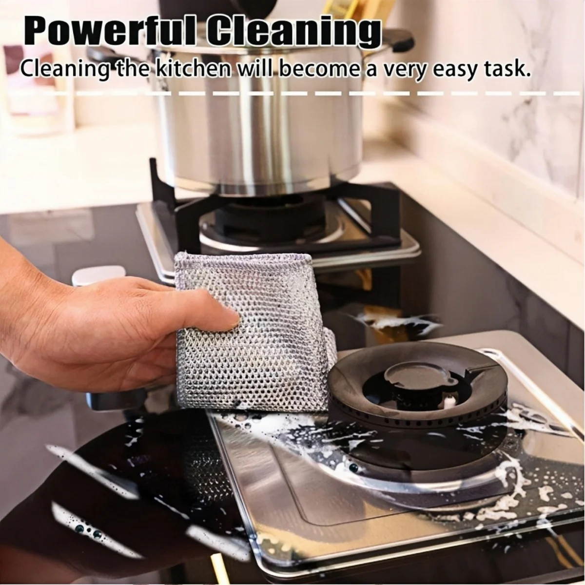 1-50PCS Magic Dishcloth Silver Wire Cleaning Kitchen Cloth Thickened Microfiber Wash Towel Built-in Sponge Steel Wire Ball Rag