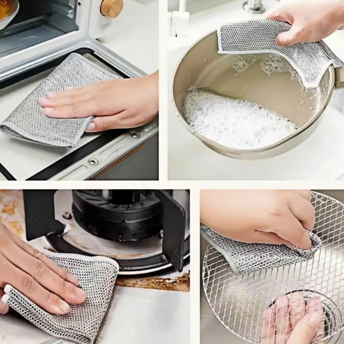 1-50PCS Magic Dishcloth Silver Wire Cleaning Kitchen Cloth Thickened Microfiber Wash Towel Built-in Sponge Steel Wire Ball Rag