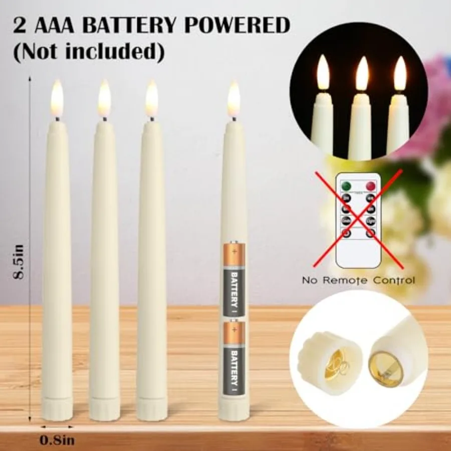 Pcs Flameless Taper Candles LED Taper Candles Flickering Bulk Ivory LED Candlestick for Easter Wedding Church Halloween Christm