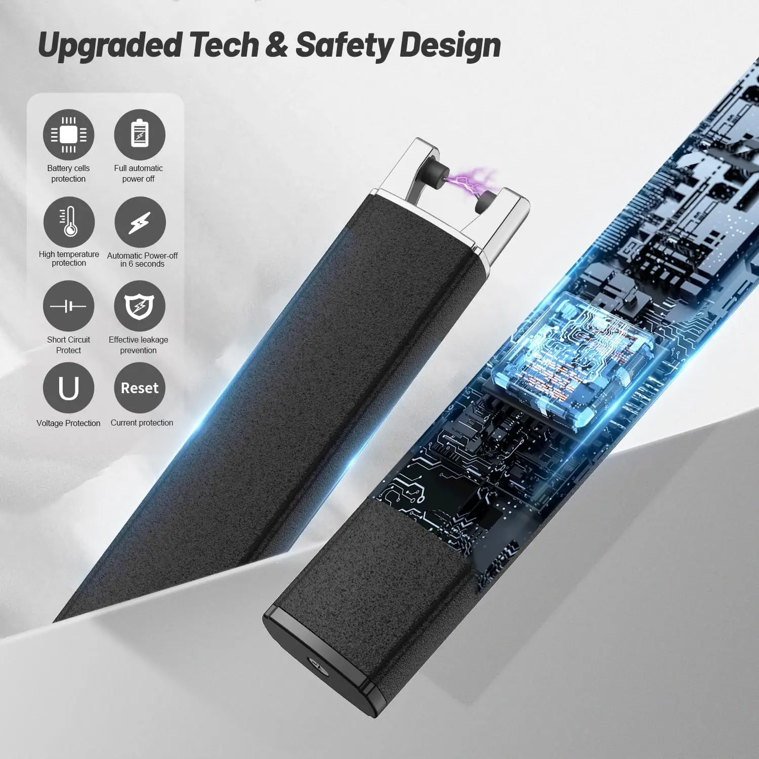1PC/3PCS Plasma Candle Lighters Windproof Flameless Electric Lighter LED Power Display Safety Switch USB-C Rechargeable Camping