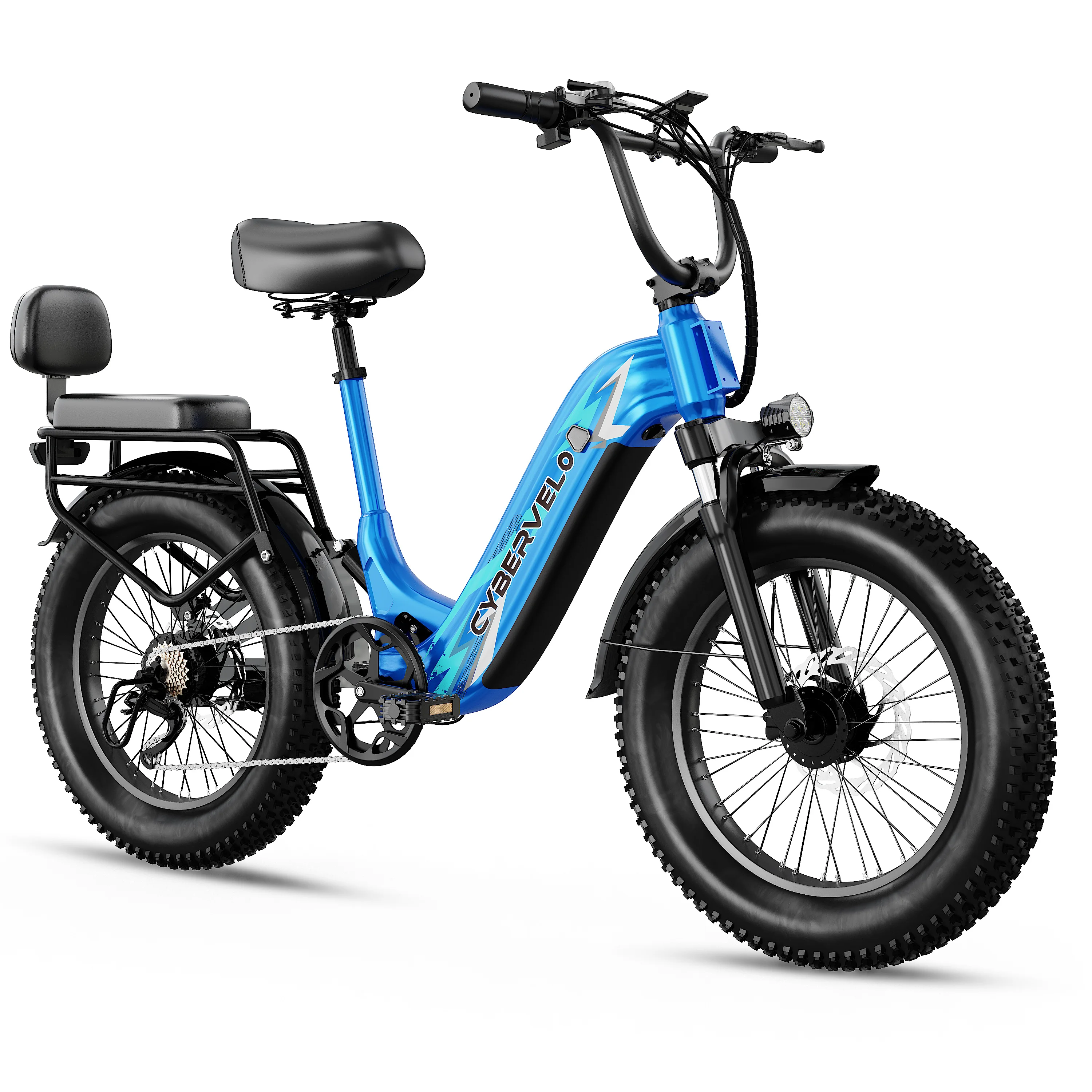 Cybervelo EK12 1500W Peak Step-Thru Electric Bike for Adults 20" Fat Tire 7-Speed Commuter E-Bike Up to 80 Miles Long Range 48V 20Ah Removable Battery