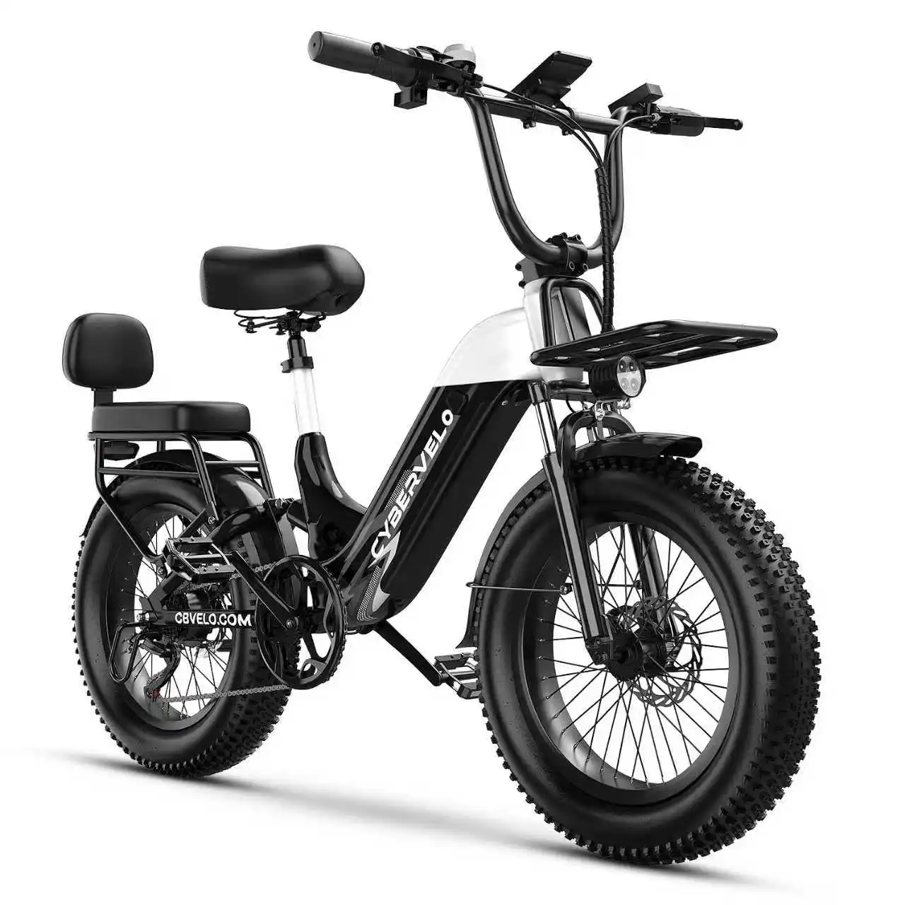Cybervelo EK12 1500W Peak Step-Thru Electric Bike for Adults 20" Fat Tire 7-Speed Commuter E-Bike Up to 80 Miles Long Range 48V 20Ah Removable Battery