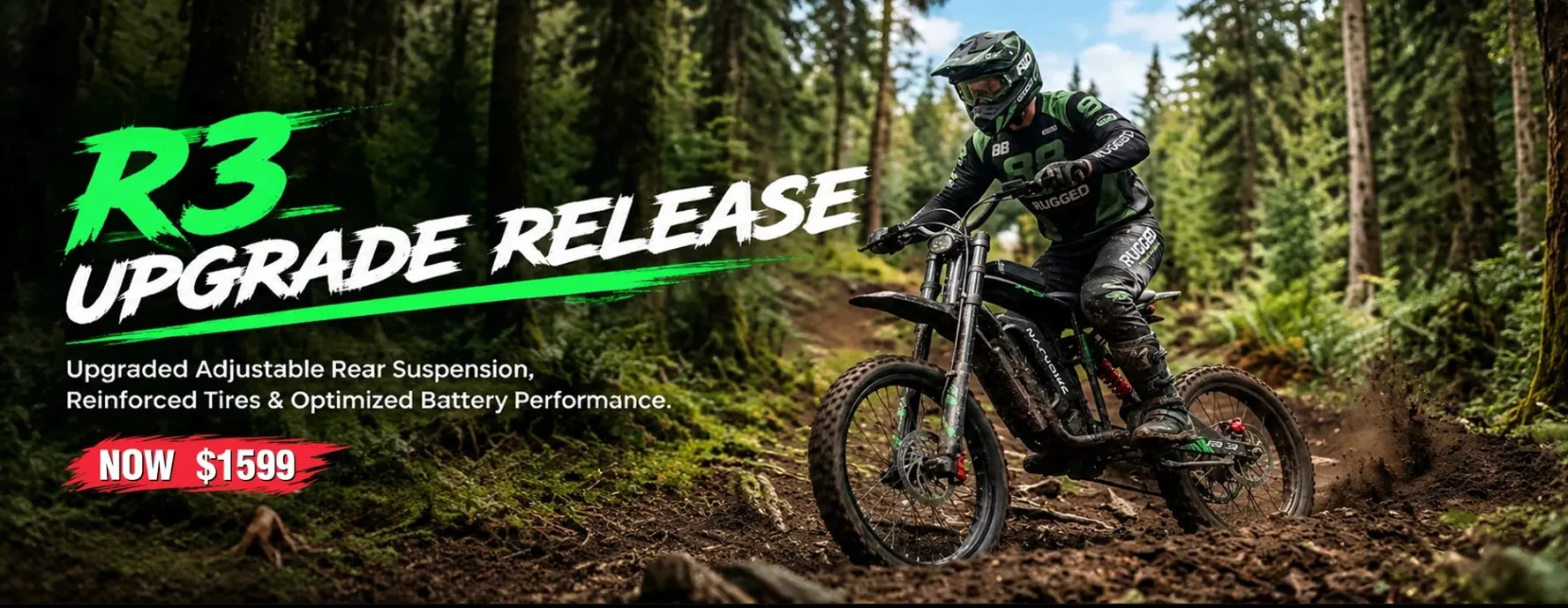 R3 50MPH Electric Dirt Bike 60V25Ah 1500Wh Battery 6000W Electric Bike Max 50Miles Ebike 19" Motorcycle Dual Hydraulic Brake