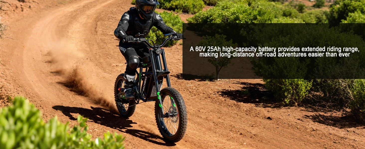 R3 50MPH Electric Dirt Bike 60V25Ah 1500Wh Battery 6000W Electric Bike Max 50Miles Ebike 19" Motorcycle Dual Hydraulic Brake