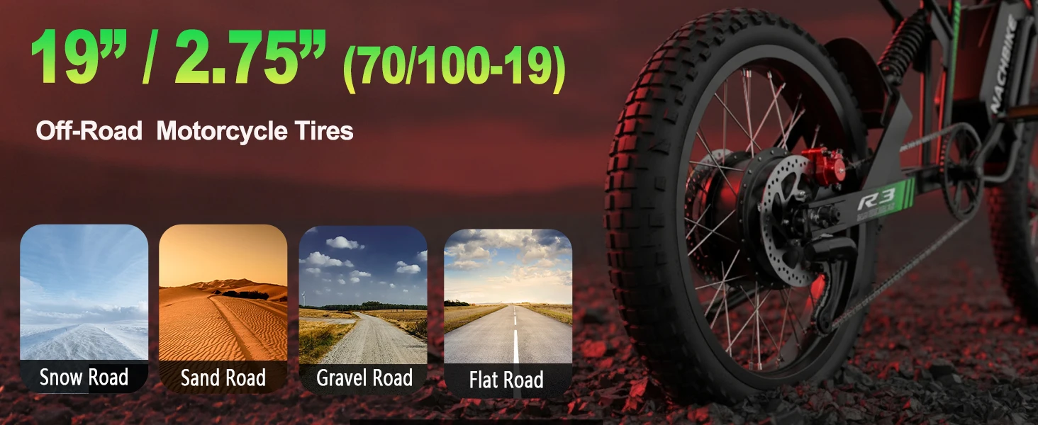 R3 50MPH Electric Dirt Bike 60V25Ah 1500Wh Battery 6000W Electric Bike Max 50Miles Ebike 19" Motorcycle Dual Hydraulic Brake
