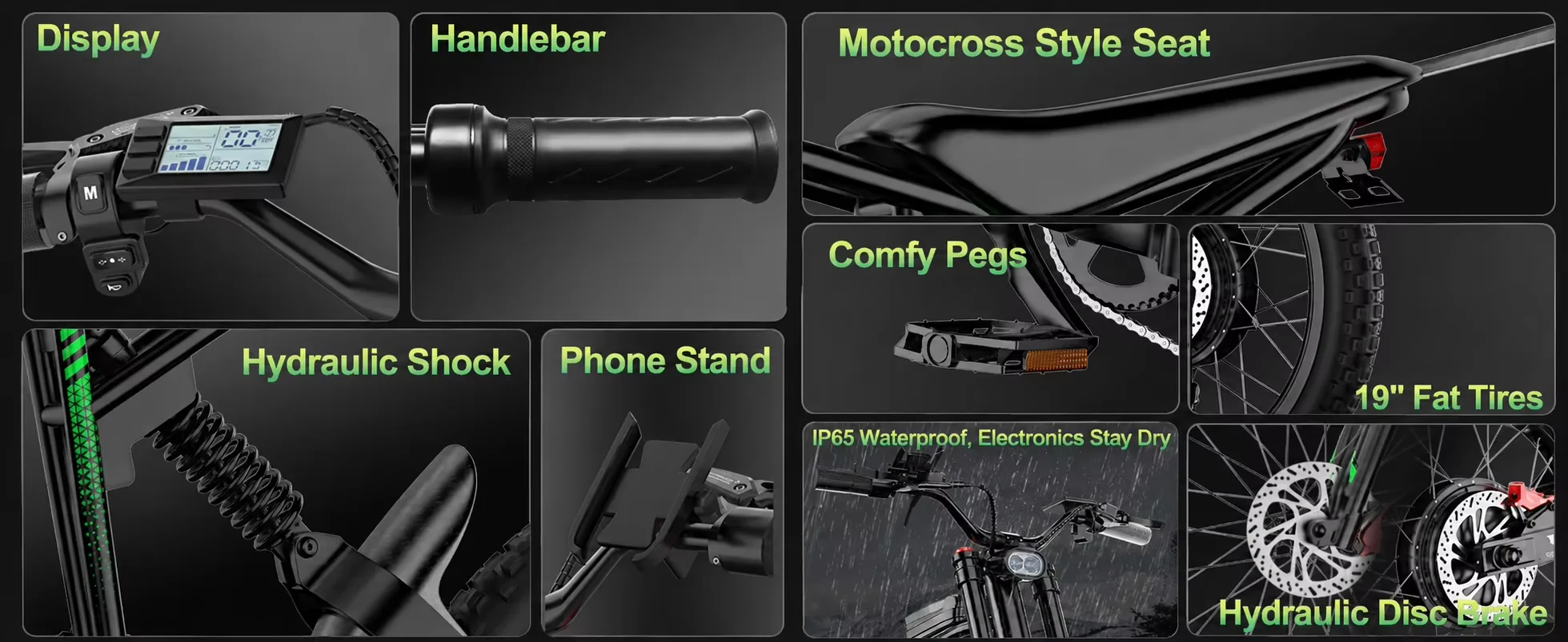 R3 50MPH Electric Dirt Bike 60V25Ah 1500Wh Battery 6000W Electric Bike Max 50Miles Ebike 19" Motorcycle Dual Hydraulic Brake