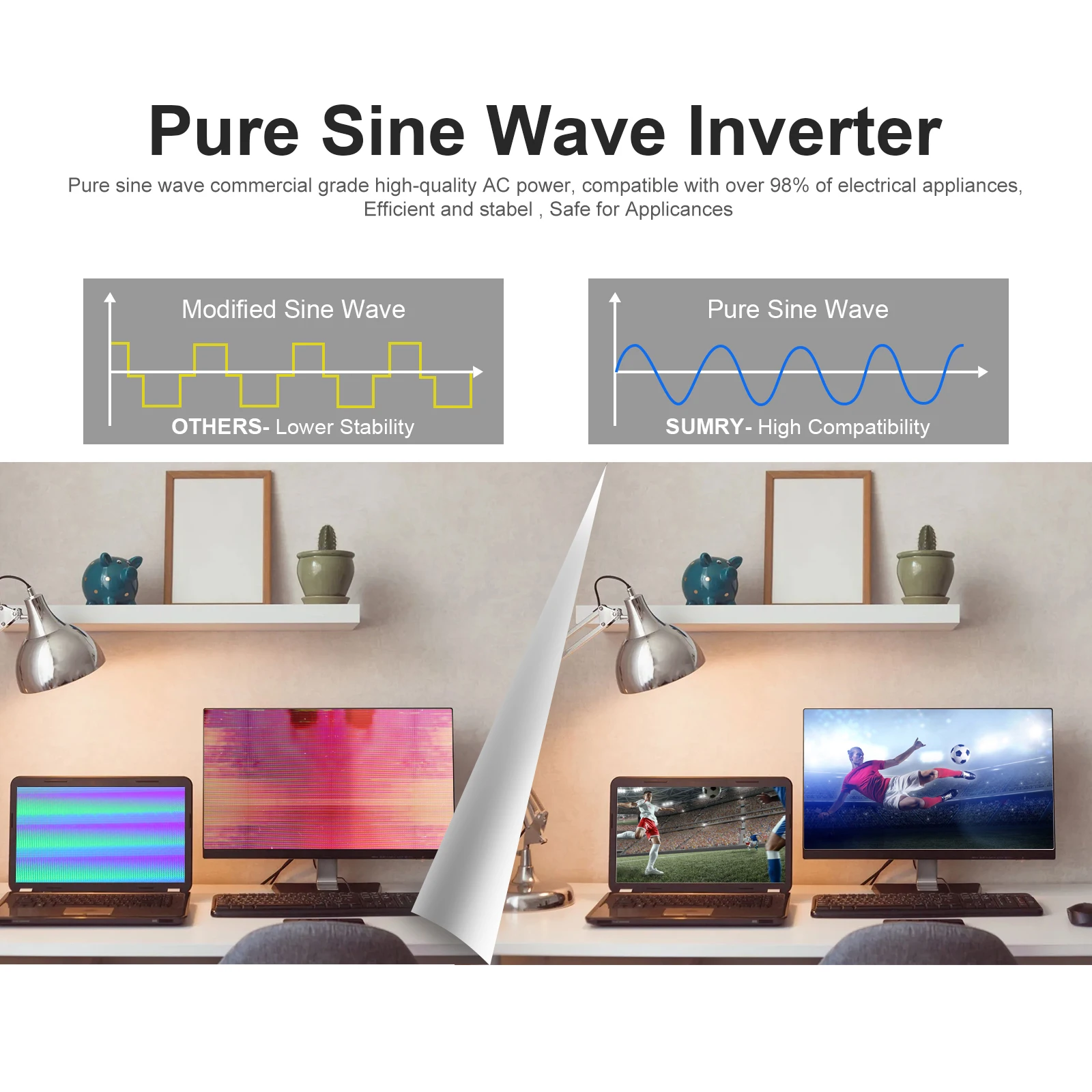 SUMRY Hybrid Solar Inverter 4000w 24V 140A Over-load Protection Pure Sine Wave Solar Inverter 5600W MPPT Solar Charger