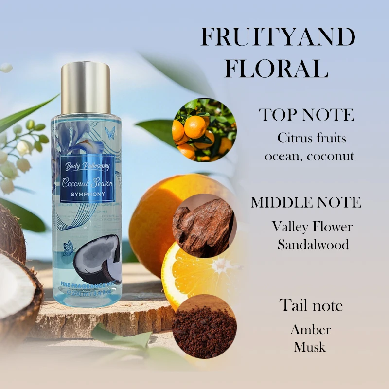 Women's Body & Hair Mist 8.4oz - 6 Fruity & Floral Scents, Spring/Summer Pheromone Fresh Fragrance Spray Perfume