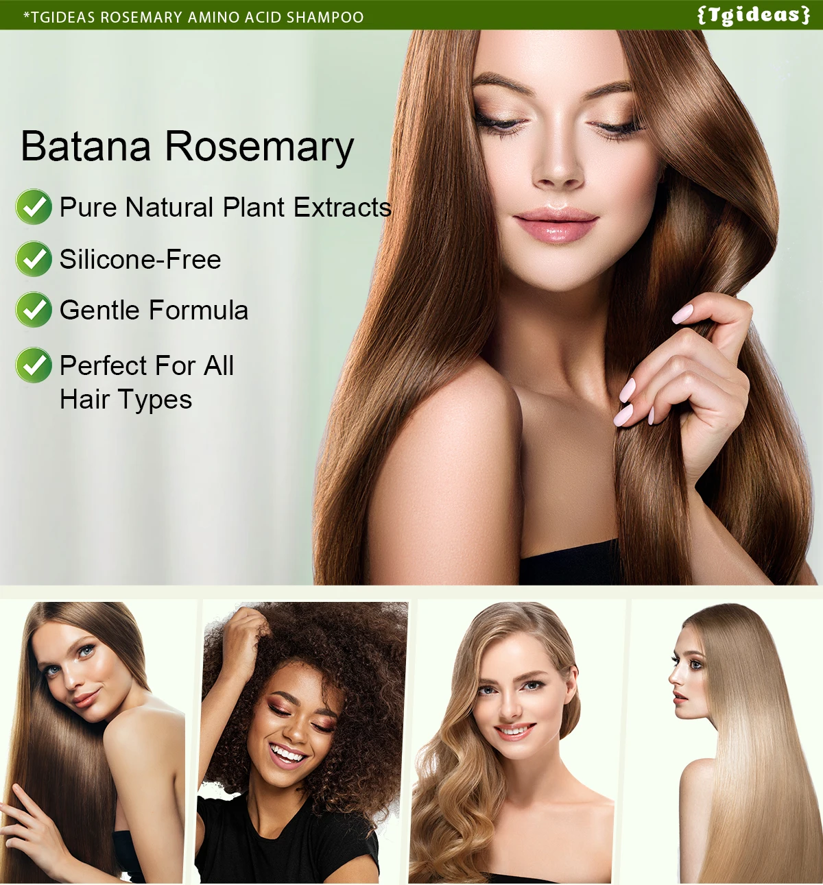 Tgideas Rosemary Batana Oil Shampoo - Promotes Hair Growth, Strengthens Hair Strands, Cleanses Hair, Contains Natural Extracts to