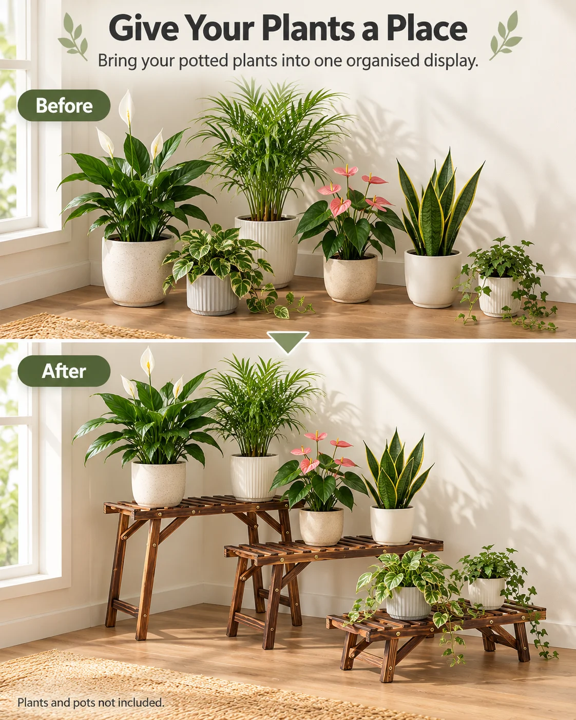 3 Tier Wood Plant Stand Display Rack Flower Pot Holder Planter Organizer for Home Garden Decor