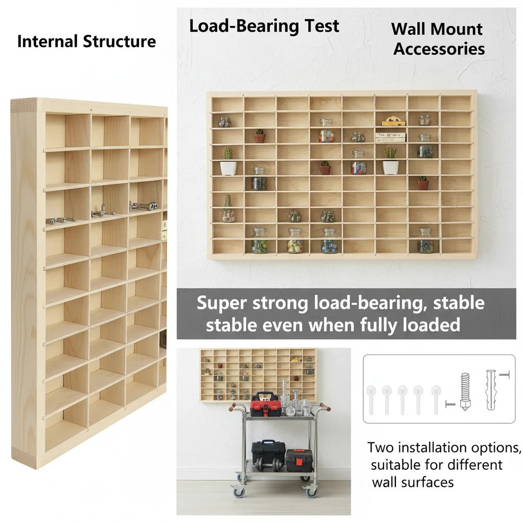 80 Slots Real Wood 1:64 Diecast Toy Car Display Case Wall Mounted Display Rack Holder Open Shelf Storage Organizer for Small Model Cars Collection Premium Solid Wood Grids Display Unit Mini Vehicles Storage Box Large Capacity Shadow Box Home Garage Decor