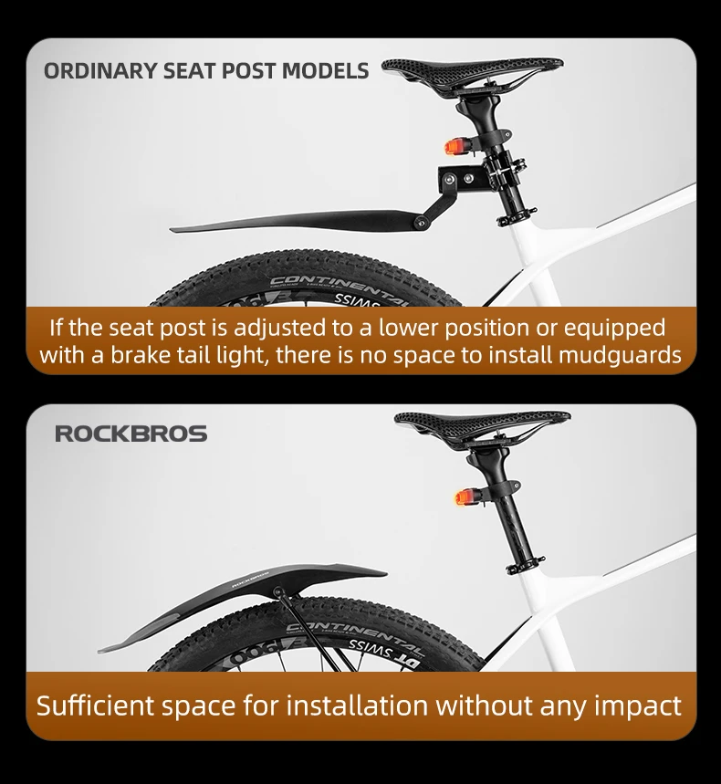 ROCKBROS Bicycle Mudguard Mountain Bike Fenders Widen Quick Release 26-29 Inch Bike Durable Adjustable Fender Bicycle Accessary