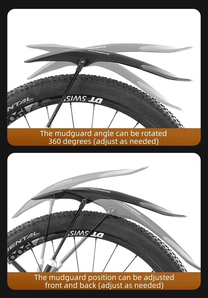 ROCKBROS Bicycle Mudguard Mountain Bike Fenders Widen Quick Release 26-29 Inch Bike Durable Adjustable Fender Bicycle Accessary