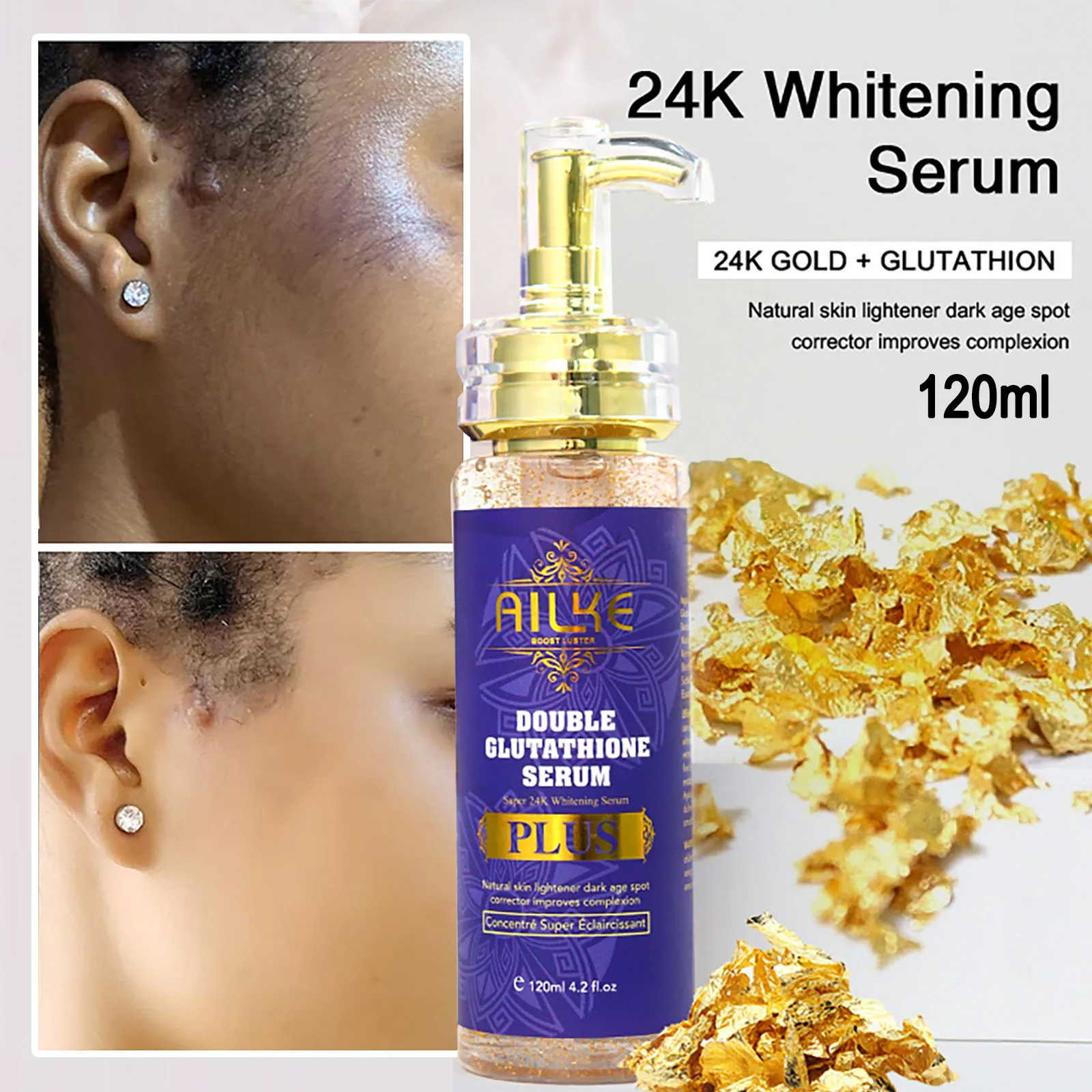 AILKE Glutathione PLUS Whitening Skin Care Set, Advanced Lightening Lotion, Moisturizes, Softens, Brighten Kit for Men, Women