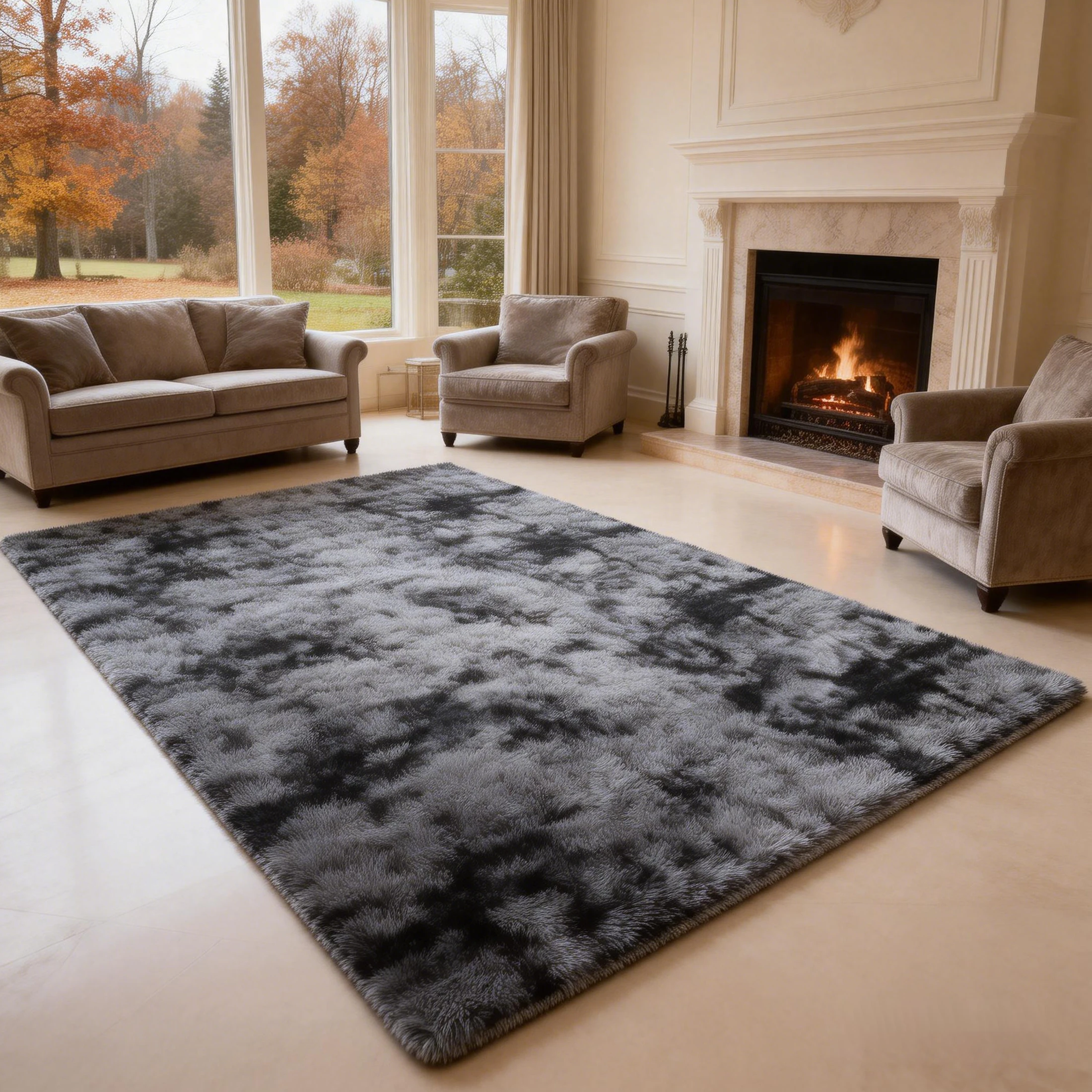 6x9 Ft Large Shag Rugs for Living Room Decor, Tie-Dyed Ultra Soft Fluffy Furry Area Rugs for Bedroom Indoor Floor, Aesthetic Rug
