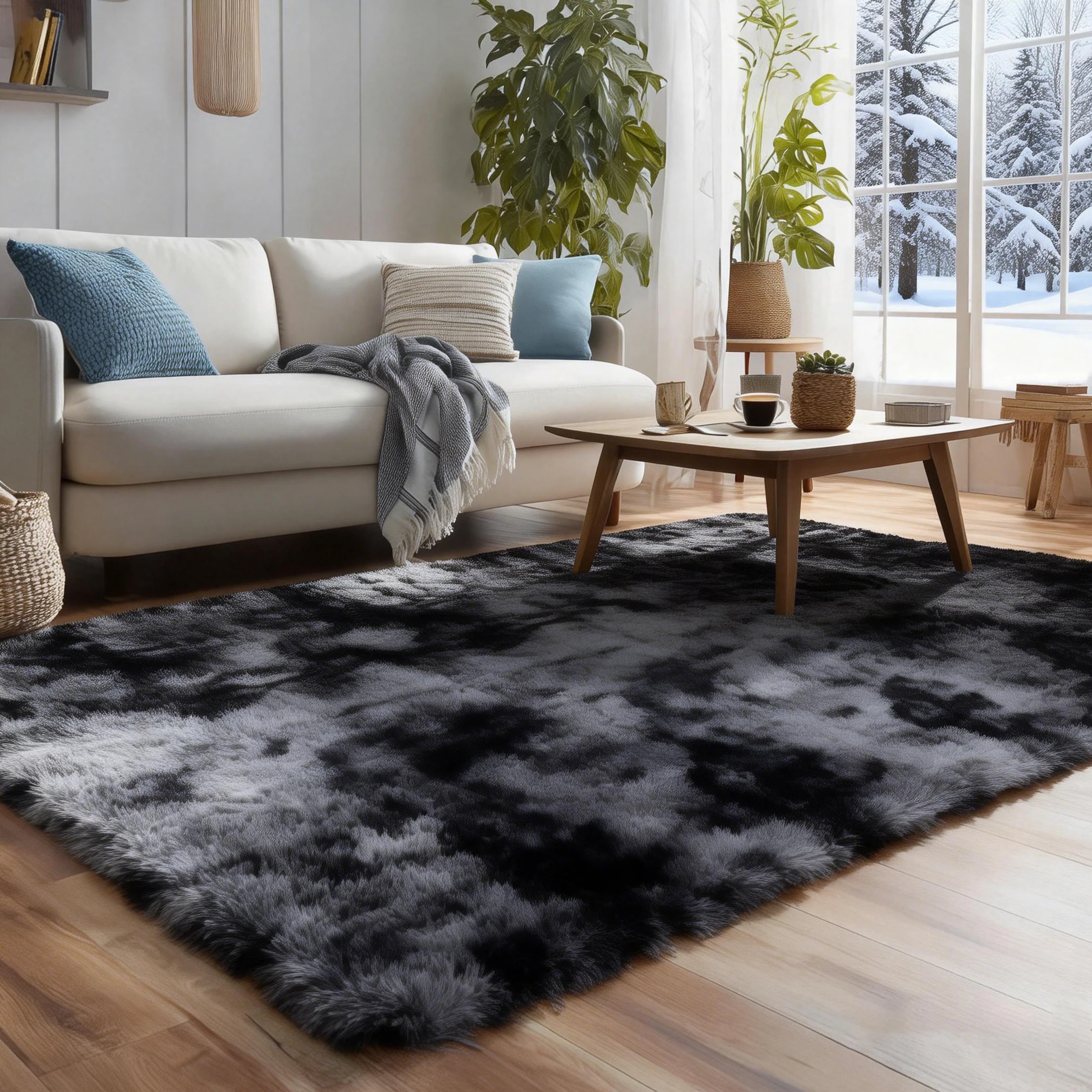 6x9 Ft Large Shag Rugs for Living Room Decor, Tie-Dyed Ultra Soft Fluffy Furry Area Rugs for Bedroom Indoor Floor, Aesthetic Rug