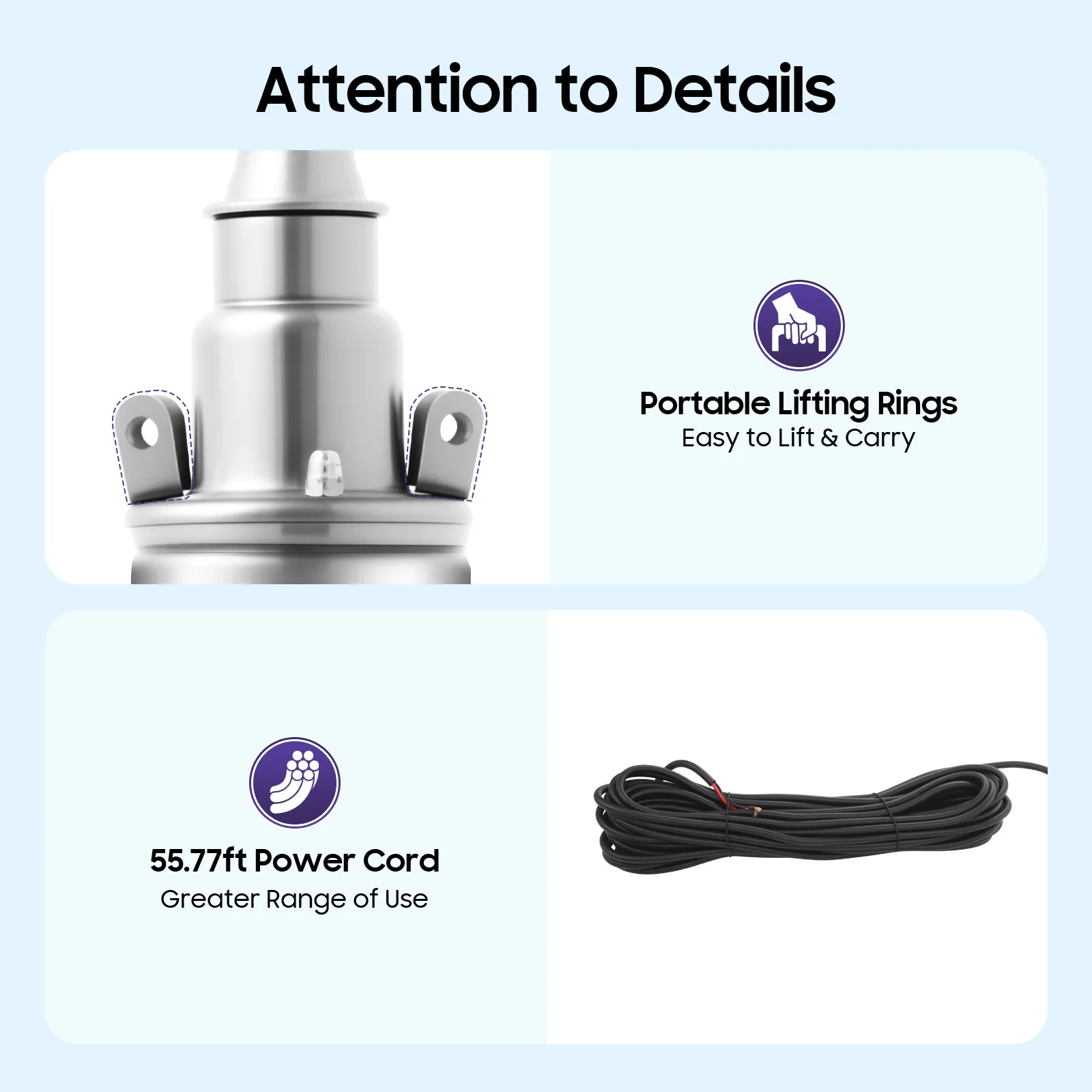 12V Solar Water Pump 180W 98ft Lift Stainless Steel Submersible Pump IP68 Waterproof for Deep Well Pond Irrigation Off-Grid Use
