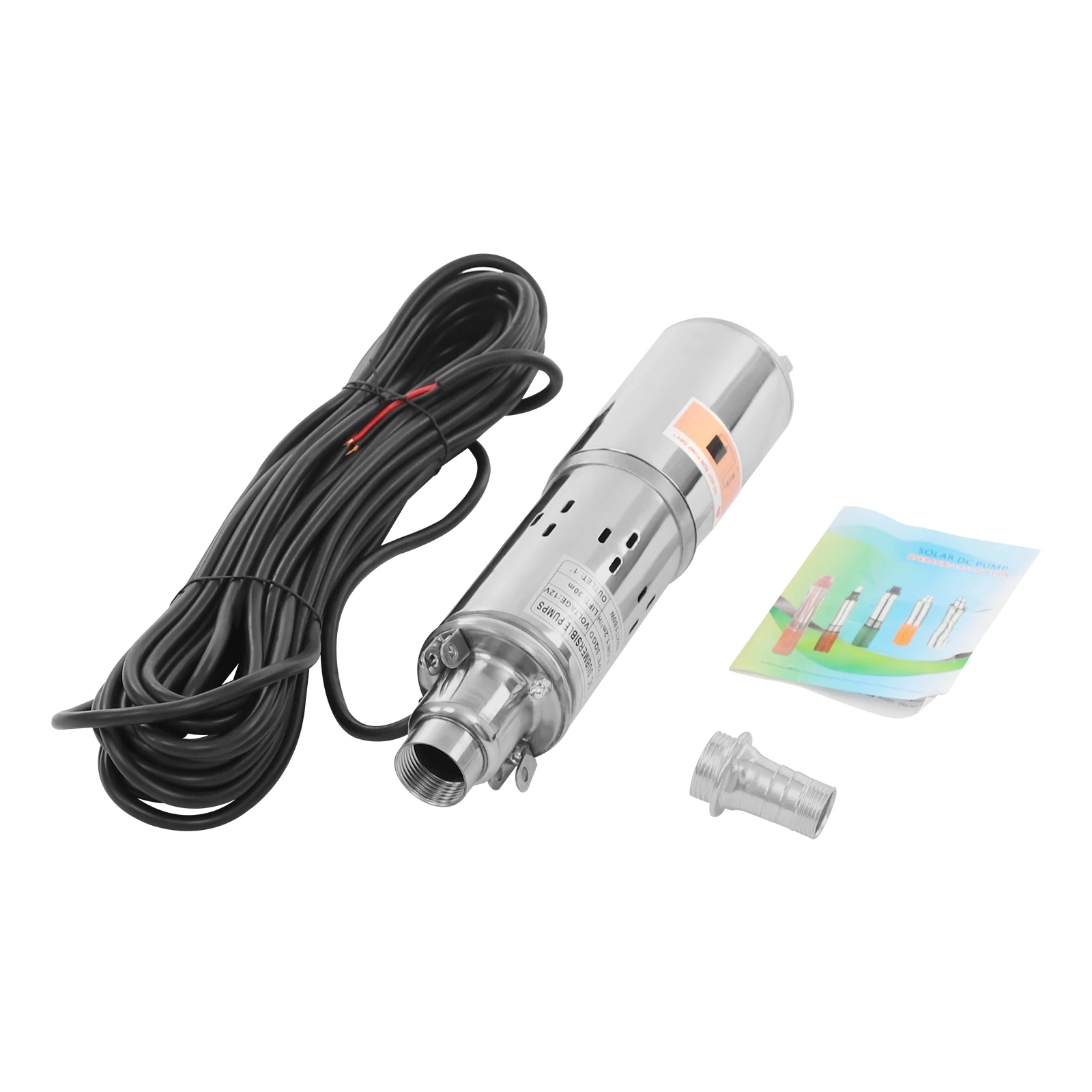 12V Solar Water Pump 180W 98ft Lift Stainless Steel Submersible Pump IP68 Waterproof for Deep Well Pond Irrigation Off-Grid Use
