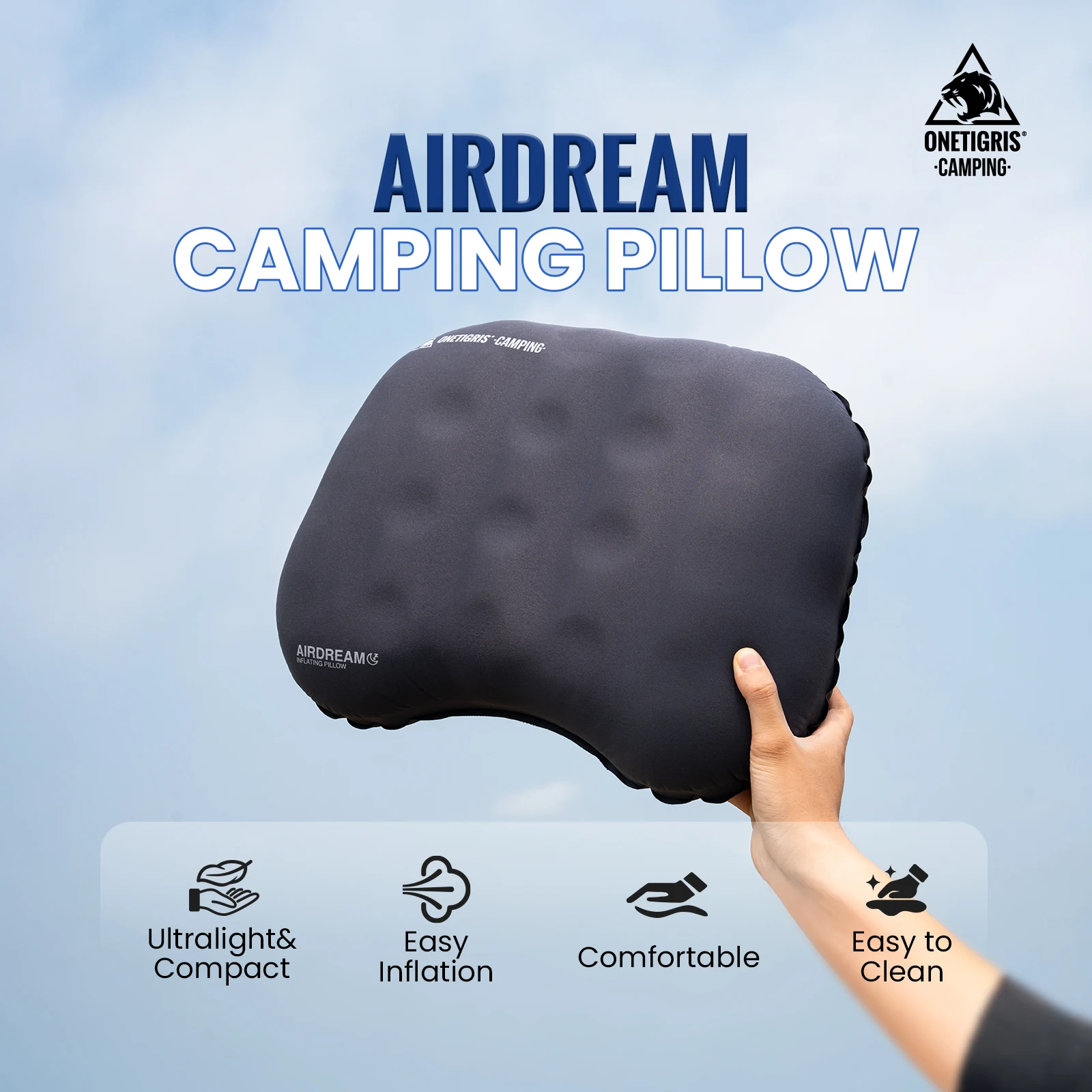 OneTigris Airdream Camping Pillows Ultralight Inflatable Compact Travel Neck Pillow for Backpacking Hiking Camping Supplies