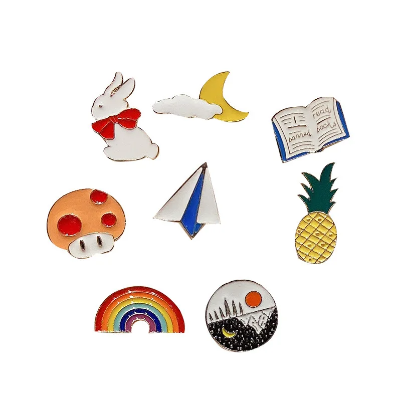 10/20/30/40/50Pcs Enamel Pin Badge Random Cute Animal Plant Metal Brooches Backpack Lapel Badges Women Kid Jewelry Accessories
