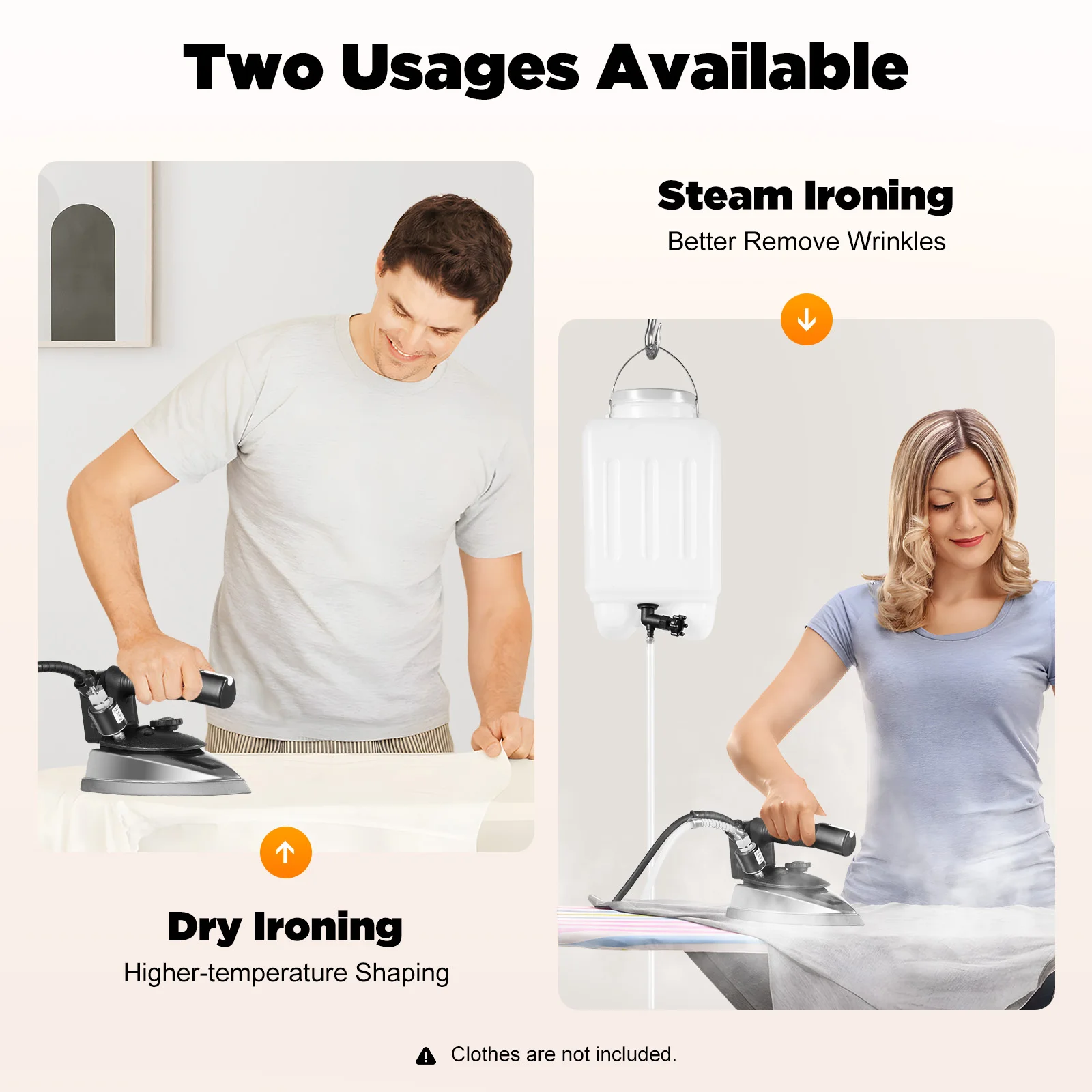 1200W Electric Steam Iron, 110V Industrial Heating Iron Exhaust Vents Water Tank Dry/Steam Ironing, Flattening Clothes Wrinkles