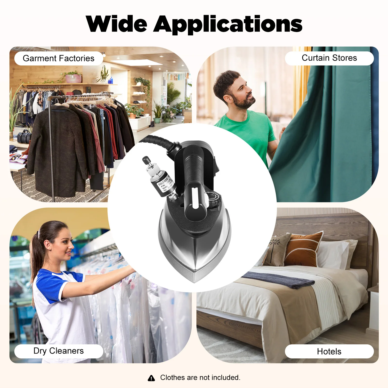 1200W Electric Steam Iron, 110V Industrial Heating Iron Exhaust Vents Water Tank Dry/Steam Ironing, Flattening Clothes Wrinkles