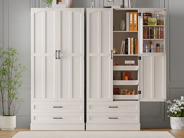 6 Door Kitchen Pantry Cabinet Pantry Storage Cabinet with Shelves, 71" Tall Farmhouse Freestanding Pantry for Kitchen