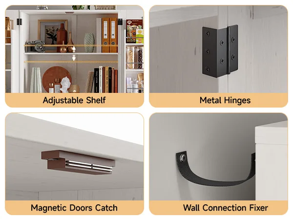 6 Door Kitchen Pantry Cabinet Pantry Storage Cabinet with Shelves, 71" Tall Farmhouse Freestanding Pantry for Kitchen