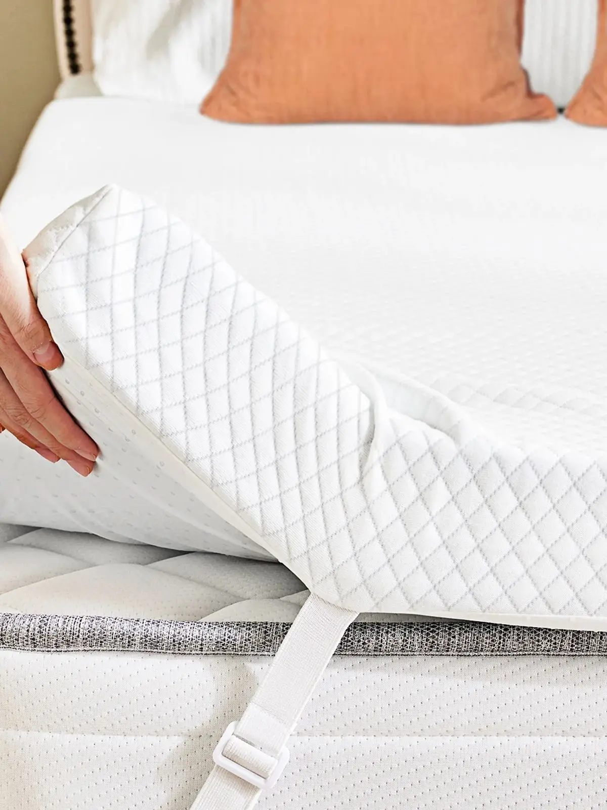 JHK 4 Inch Mattress Topper with Fabric Cover Memory Foam Thick Gel Infused Cooling Toppers Pad and Breathable Bed Topper