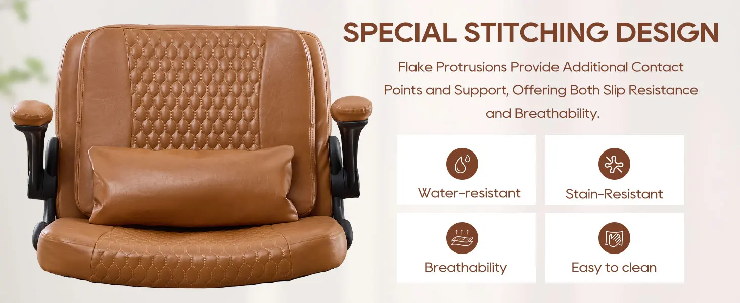 TCGBKAF Ergonomic Office Chair Criss Cross Chair with Flip Backrest PU Leather Adjustable Height Swivel Chair with Flip Up Arms