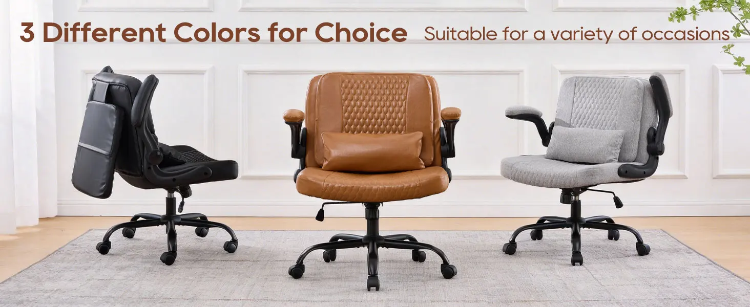 TCGBKAF Ergonomic Office Chair Criss Cross Chair with Flip Backrest PU Leather Adjustable Height Swivel Chair with Flip Up Arms