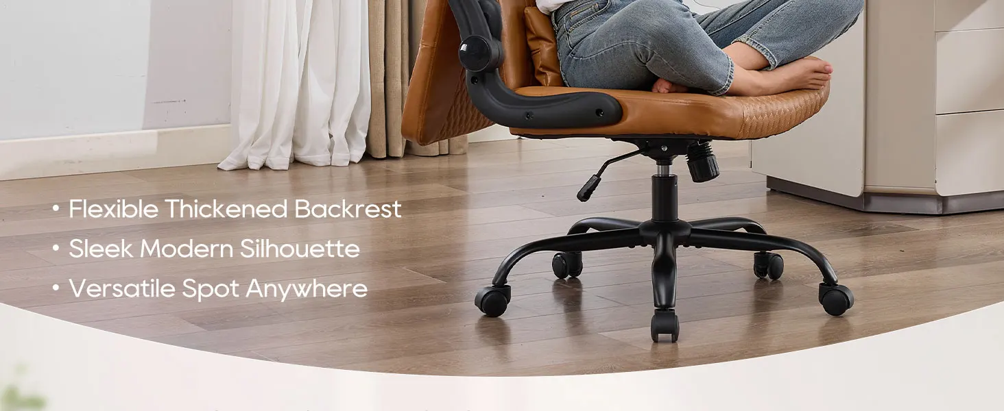 TCGBKAF Ergonomic Office Chair Criss Cross Chair with Flip Backrest PU Leather Adjustable Height Swivel Chair with Flip Up Arms