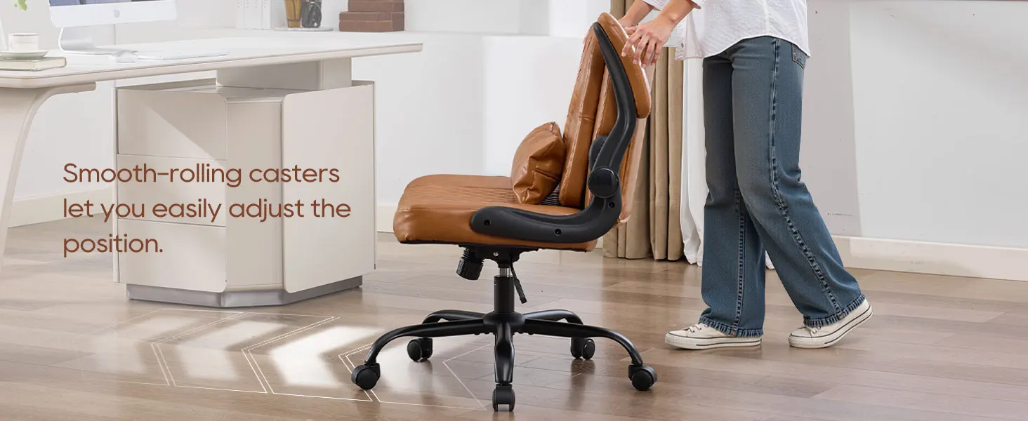 TCGBKAF Ergonomic Office Chair Criss Cross Chair with Flip Backrest PU Leather Adjustable Height Swivel Chair with Flip Up Arms