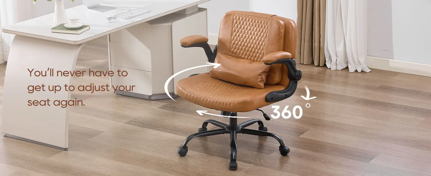 TCGBKAF Ergonomic Office Chair Criss Cross Chair with Flip Backrest PU Leather Adjustable Height Swivel Chair with Flip Up Arms