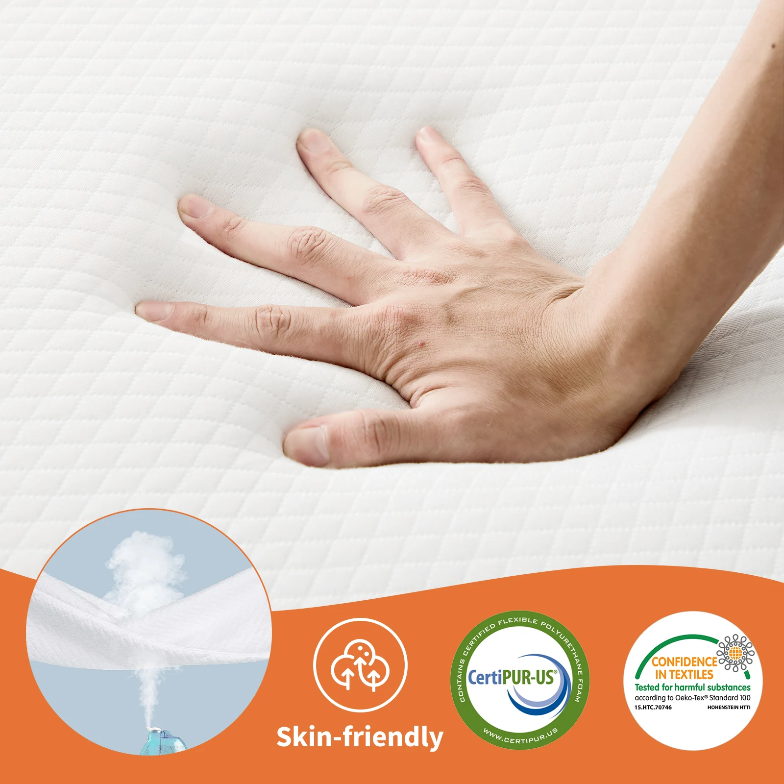 MCQ Foldable Tri-fold Mattress 4 Inch Portable Soft Bed Pad Collapsible and Washable Cover with CertiPUR-US Certified for Home