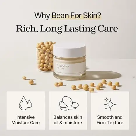 mixsoon Bean Cream - Intensive Moisture Face Cream For Smooth, Essence-Exfoliating, Hydrating Nourished Skin, Pore & Sebum Care