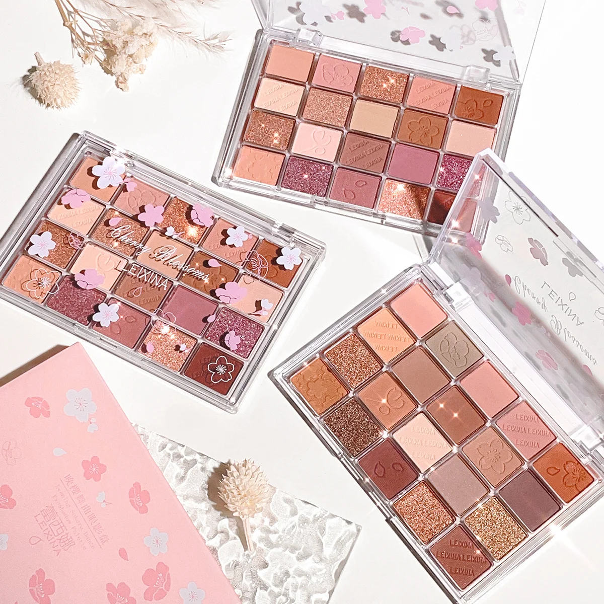 20-Color Cherry Blossom Eyeshadow Palette - Matte & Glitter Pink/Brown Tone Eye Makeup Palette, Long-Lasting Pigmented Eyeshadow