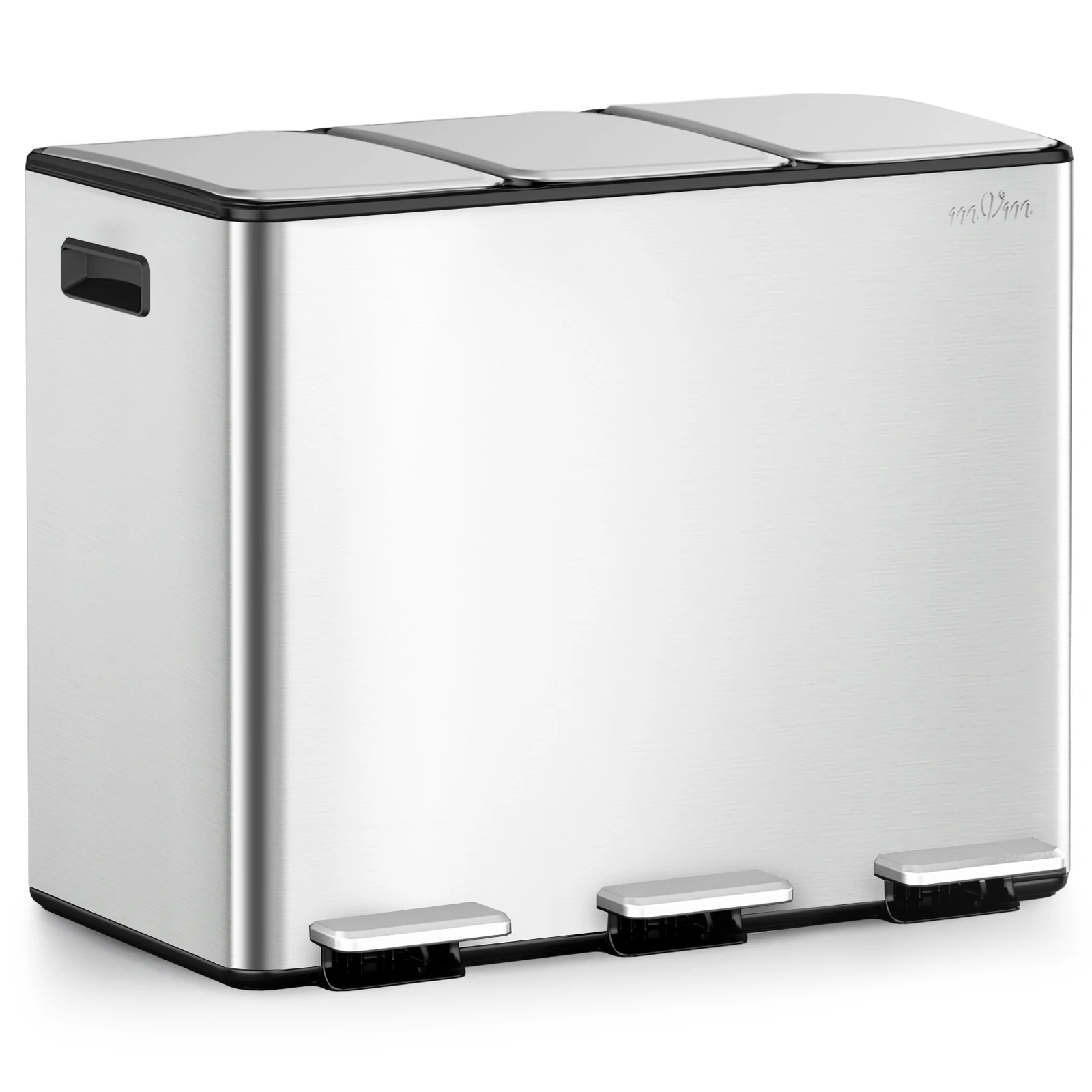 mVm Trash Can Stainless 60L/40L/45L Kitchen Step Trash Bin for Recycling Waste Sorting Soft Close Lid Double Lid