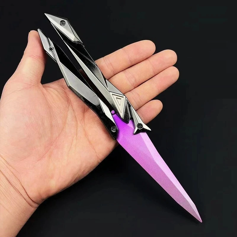 Valorant Singularity Butterfly Knife Foldable Replica Toy for Boys Plastic Model Collectible Melee Gear for Cosplay Gaming