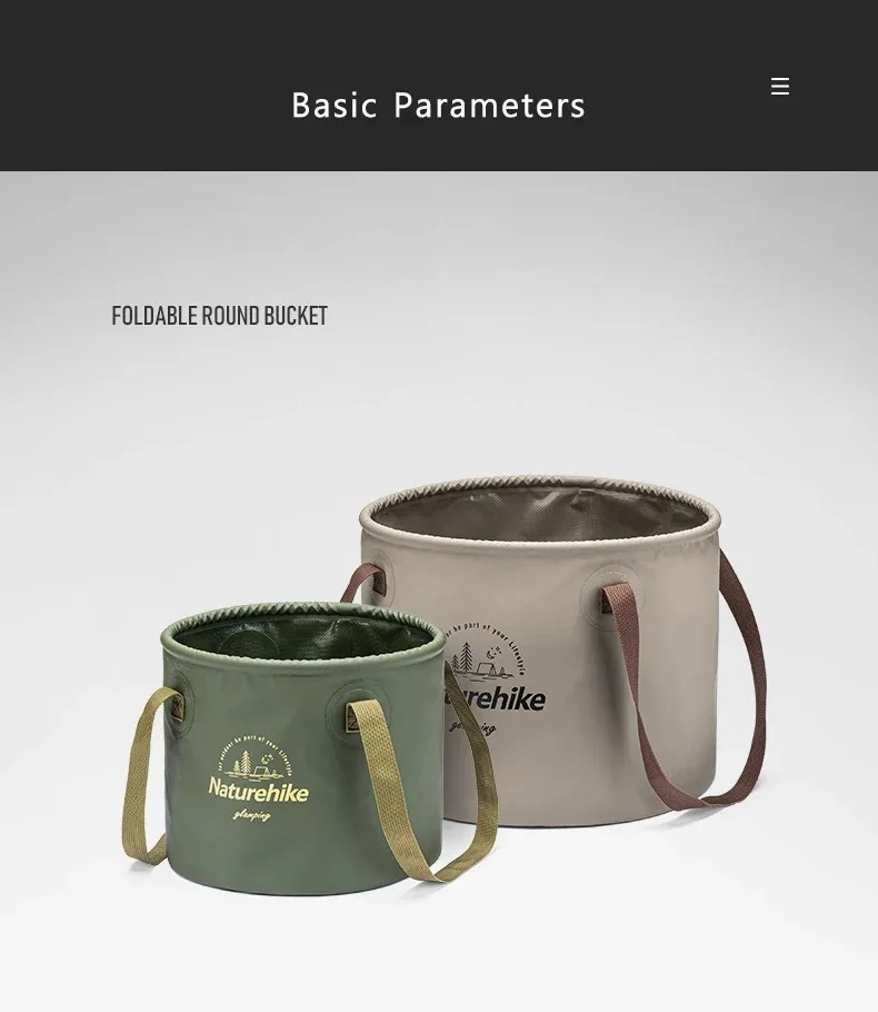 Naturehike Handheld Bucket Outdoor Foldable Waterproof Bucket Portable Multifunctional Travel Camping Fishing Storage Bucket