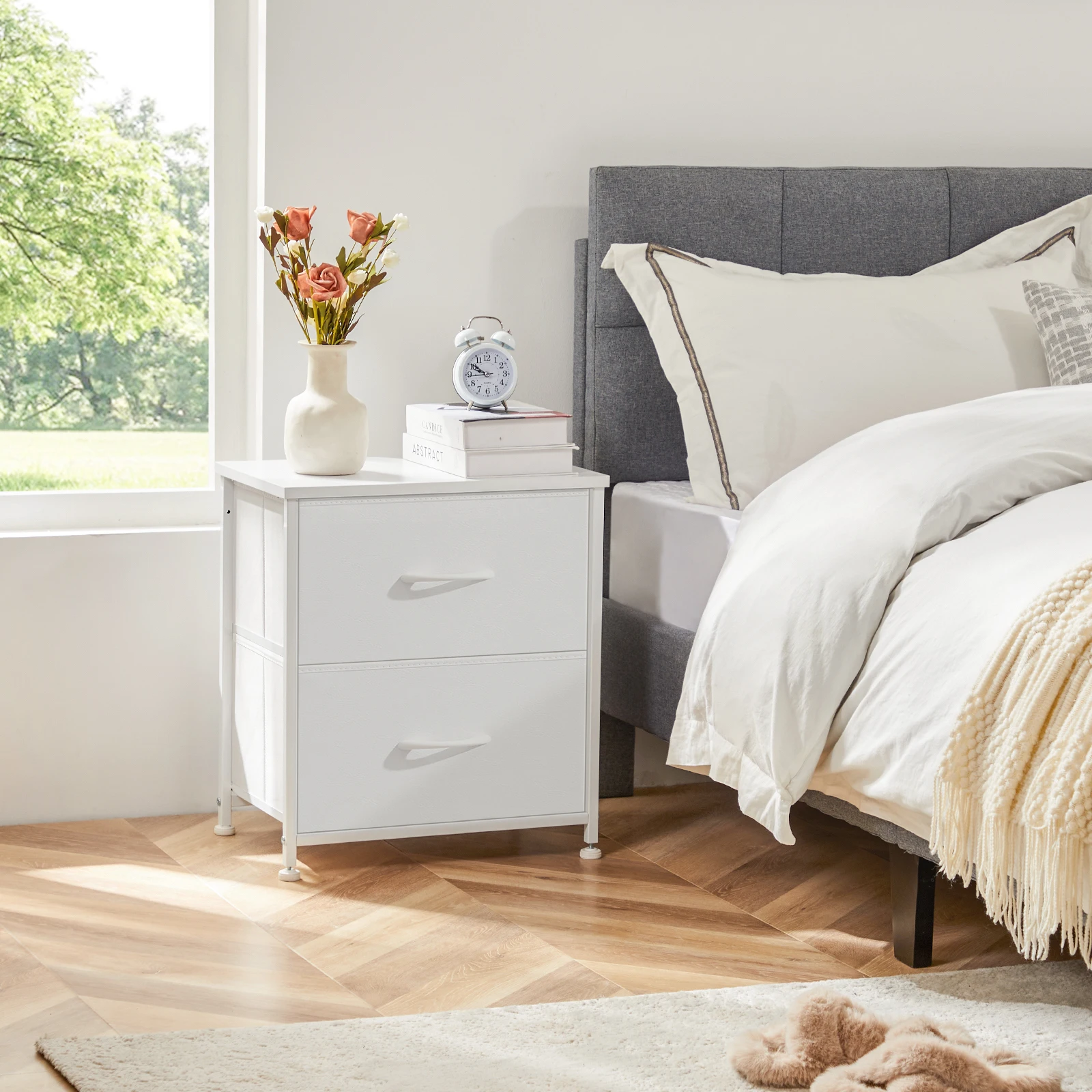 MCQ 2 Fabric Drawers Living Room Cabinet Storage Display Nightstand Bedside Coffee Sofa Tea Table Cabinets For Furniture