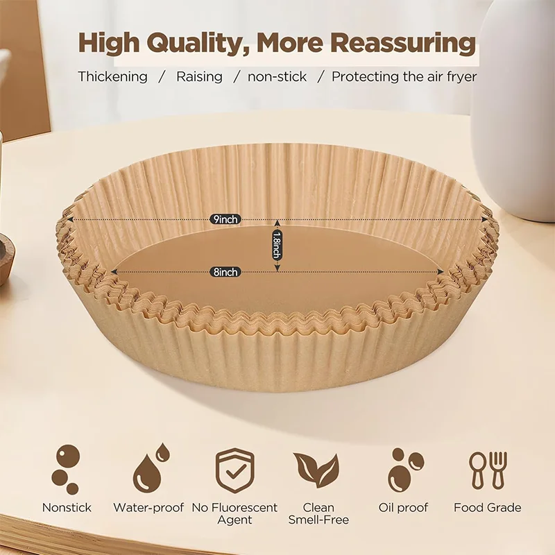 50 Pack 8 Inch Air Fryer Liners - Essential Non-Stick Parchment for 5-8 QT Air Fryer Kitchen Accessories